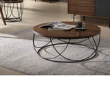 Mesa de centro redonda diseño chapa de nogal 80 / 90 cm.