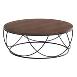 Mesa de centro redonda diseño chapa de nogal 80 / 90 cm.