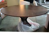 Mesa de comedor redonda chapa de nogal 137 cm.