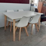 Silla con cojín y madera maciza blanca / gris / negra