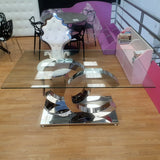 Mesa de comedor doble C 150 x 90 cm. acero inoxidable