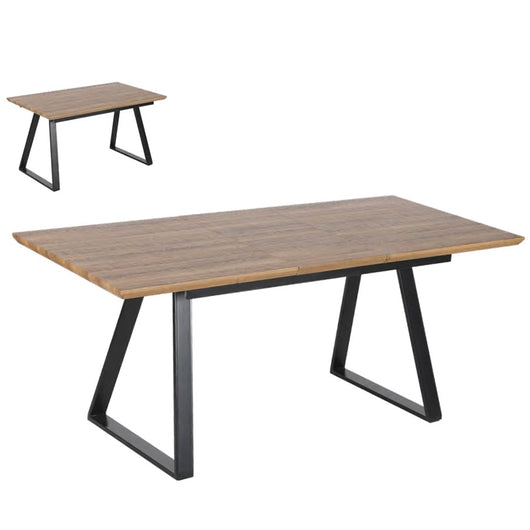 Mesa de comedor extensible nogal y negro 140-180 x 80 cm.