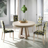 Mesa redonda extensible CHAPA DE ROBLE 120-160-200 cm.