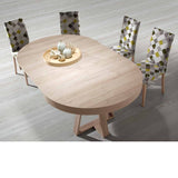 Mesa redonda extensible CHAPA DE ROBLE 120-160-200 cm.