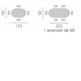 Mesa ovalada extensible CHAPA DE ROBLE 145-205cm