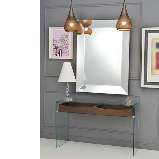 Cristal curvado - consola con balda y 2 cajones 125 x 40 cm.