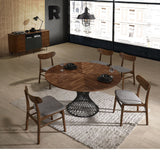 Mesa de comedor redonda chapa de nogal 137 cm.