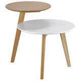 Mesita doble altura roble y blanco EXPOSICIÓN