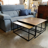 3 mesas de centro encajables de latón anticuario