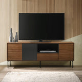 Mueble de TV tipo Treku de chapa de nogal 180 x 40 cm.