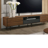 Mueble de TV tipo Treku de chapa de nogal 200 x 40 cm.