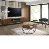 Mesa de centro redonda diseño chapa de nogal 80 / 90 cm.