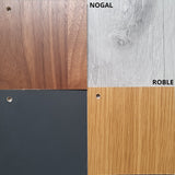 Mueble de TV de chapa de roble y laca gris 170 x 40 cm.