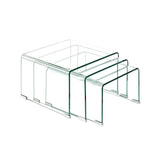 Cristal curvado - set 3 mesas nido