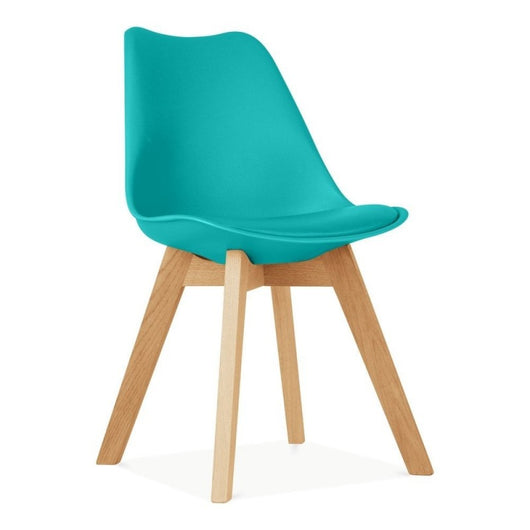 Silla con cojín y madera maciza turquesa