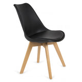 Silla con cojín y madera maciza blanca / gris / negra