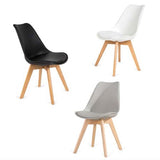 Silla con cojín y madera maciza blanca / gris / negra