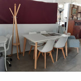 Silla con cojín y madera maciza blanca / gris / negra