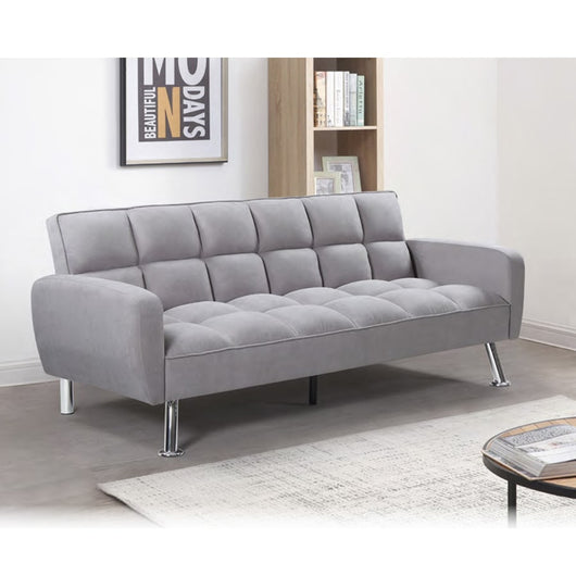 Sofá-cama libro brazos gris capitoné