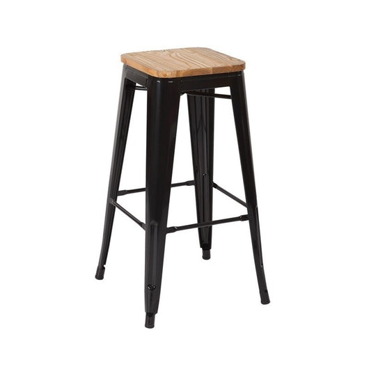 4 taburetes alto Tolix negro y madera