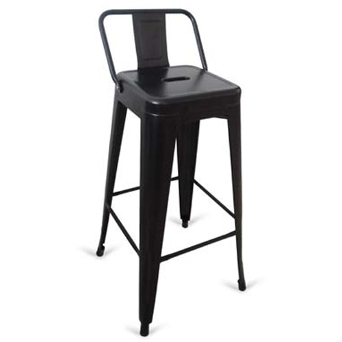 Taburete alto Tolix respaldo negro