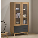 Vitrina de chapa de roble y laca gris 90 x 44,5 cm.