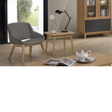 Vitrina de chapa de roble y laca gris 90 x 44,5 cm.