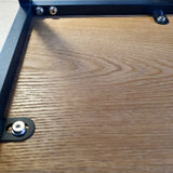 2 mesas "n" chapa de roble y metal negro 50 y 40 cm.