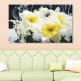 Foto sobre cristal flores blancas 150x100 cm.