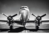 Foto sobre cristal avión blanco y negro 120x80 cm.
