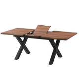 Mesa de comedor extensible nogal y negro 145-185 x 85 cm.