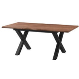 Mesa de comedor extensible nogal y negro 145-185 x 85 cm.