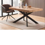 Mesa de comedor extensible roble y negro 145-185-225 x 90 cm.