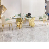 Mesa de comedor mariposas oro 180x90cm