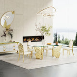 Mesa de comedor mariposas oro 180x90cm