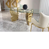 Mesa de comedor mariposas oro 180x90cm