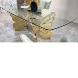 Mesa de comedor mariposas oro 180x90cm
