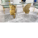Mesa de comedor mariposas oro 180x90cm
