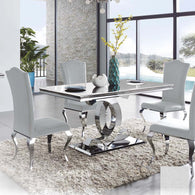 Mesa de comedor cristal blanco doble C Luxury 180 x 90 cm.