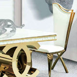 Mesa de comedor mármol blanco y oro doble C 180 x 90 cm.