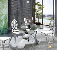 Mesa de comedor moderna diseño X 160 x 90 cm. plateada o dorada