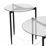 2 mesas de centro redondas negras 45 y 80 cm.