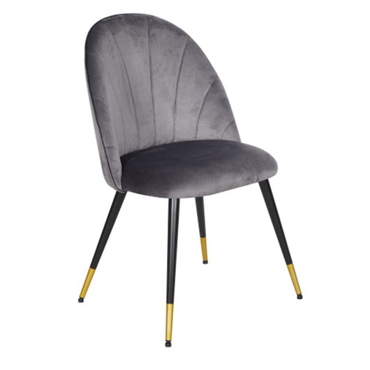 4 sillas Art Decó terciopelo gris y dorado