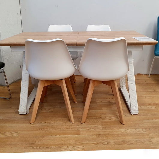 Mesa de comedor blanca y madera roble, moderna, extensible – DERBE MUEBLES