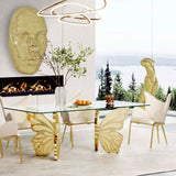 Mesa de comedor mariposas oro 180x90cm