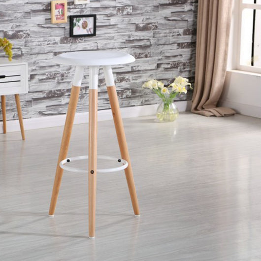 25644/00 Taburete alto de diseño nórdico madera natural y asiento blanco