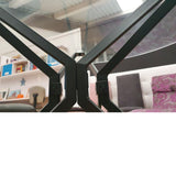 Mesa moderna redonda minimal negra y cristal 110 cm