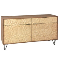 Aparador madera de mango en relieve 123 x 42 x 78 cm.