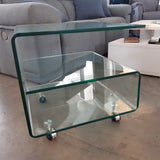 Cristal curvado - mesa auxiliar "6" con ruedas