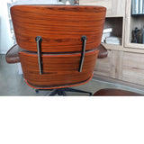 Loungue Chair: Reposapiés de piel marrón - Ottoman